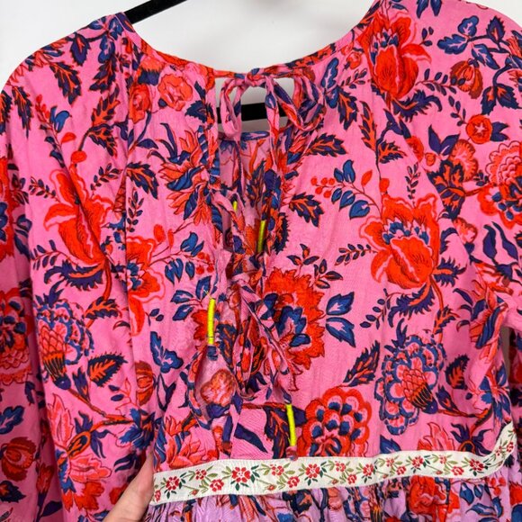 by Anthropologie Mabel Tiered A-line Mini Dress Mixed Floral Prints Small - Picture 8 of 12